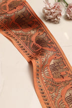 Orange Banarasi Handloom Vintage Pure Silk Border Lace ( 1 Mtr ) - Luxurion World