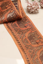 Orange Banarasi Handloom Vintage Pure Silk Border Lace ( 1 Mtr ) - Luxurion World