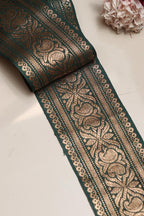 Green Banarasi Handloom Vintage Pure Silk Border Lace ( 1 Mtr ) - Luxurion World