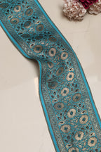 Blue Banarasi Handloom Vintage Pure Silk Border Lace ( 1 Mtr ) - Luxurion World