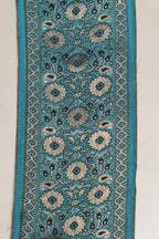 Blue Banarasi Handloom Vintage Pure Silk Border Lace ( 1 Mtr ) - Luxurion World