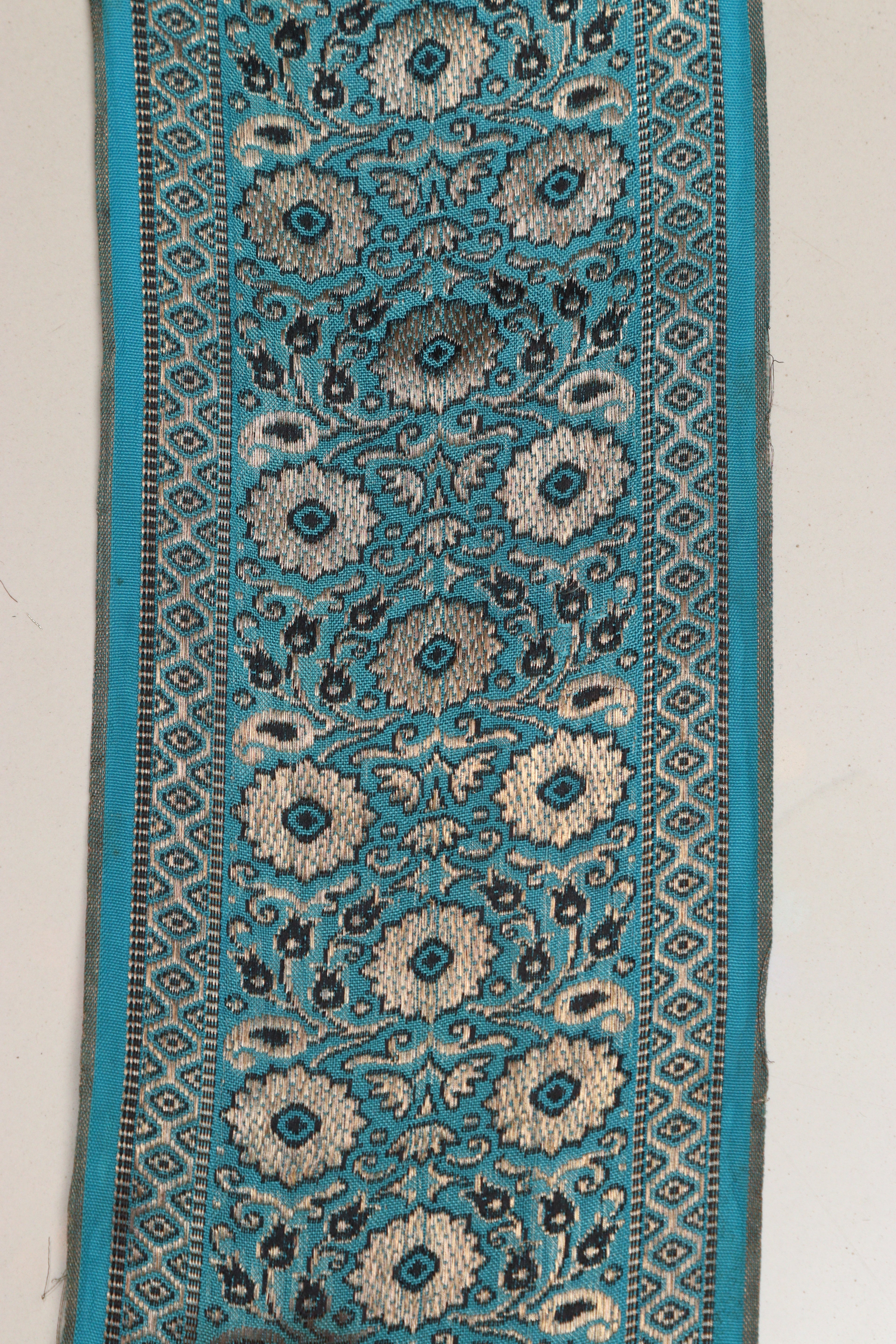 Blue Banarasi Handloom Vintage Pure Silk Border Lace ( 1 Mtr ) - Luxurion World