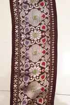 Maroon Banarasi Handloom Vintage Pure Silk Border Lace ( 1 Mtr ) - Luxurion World