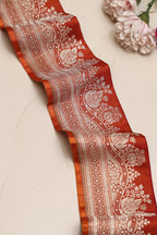 Orange Banarasi Handloom Vintage Pure Silk Border Lace ( 1 Mtr ) - Luxurion World