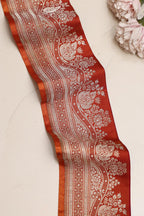 Orange Banarasi Handloom Vintage Pure Silk Border Lace ( 1 Mtr ) - Luxurion World