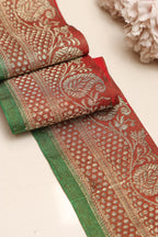 Red Banarasi Handloom Vintage Pure Silk Border Lace ( 1 Mtr ) - Luxurion World
