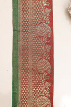 Red Banarasi Handloom Vintage Pure Silk Border Lace ( 1 Mtr ) - Luxurion World