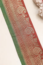 Red Banarasi Handloom Vintage Pure Silk Border Lace ( 1 Mtr ) - Luxurion World