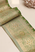 Green Banarasi Handloom Vintage Pure Silk Border Lace ( 4.15 Mtr ) - Luxurion World