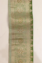 Green Banarasi Handloom Vintage Pure Silk Border Lace ( 4.15 Mtr ) - Luxurion World