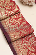 Red Banarasi Handloom Vintage Pure Silk Border Lace ( 1 Mtr ) - Luxurion World
