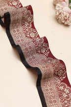 Red Banarasi Handloom Vintage Pure Silk Border Lace ( 1 Mtr ) - Luxurion World