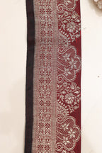Red Banarasi Handloom Vintage Pure Silk Border Lace ( 1 Mtr ) - Luxurion World