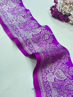 Purple Banarasi Handloom Vintage Pure Silk Border Lace ( 1 Mtr ) - Luxurion World