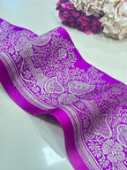 Purple Banarasi Handloom Vintage Pure Silk Border Lace ( 1 Mtr ) - Luxurion World