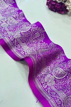 Purple Banarasi Handloom Vintage Pure Silk Border Lace ( 1 Mtr ) - Luxurion World