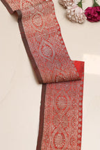 Orange Banarasi Handloom Vintage Pure Silk Border Lace ( 1 Mtr ) - Luxurion World