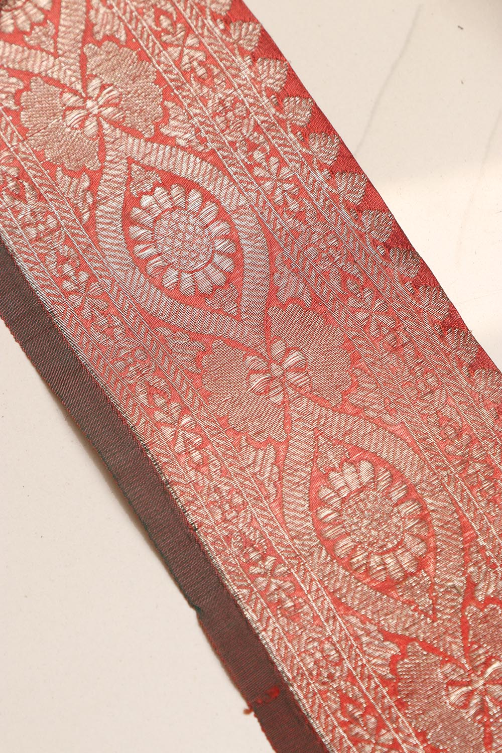 Orange Banarasi Handloom Vintage Pure Silk Border Lace ( 1 Mtr ) - Luxurion World