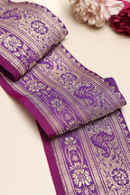 Purple Banarasi Handloom Vintage Pure Silk Border Lace ( 1 Mtr ) - Luxurion World