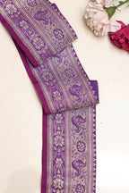 Purple Banarasi Handloom Vintage Pure Silk Border Lace ( 1 Mtr ) - Luxurion World