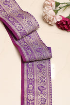 Purple Banarasi Handloom Vintage Pure Silk Border Lace ( 1 Mtr ) - Luxurion World