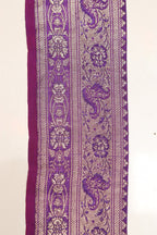 Purple Banarasi Handloom Vintage Pure Silk Border Lace ( 1 Mtr ) - Luxurion World