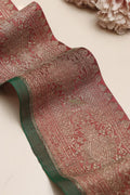 Pink Green Banarasi Handloom Vintage Pure Silk Border Lace ( 1 Mtr ) - Luxurion World