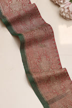 Pink Green Banarasi Handloom Vintage Pure Silk Border Lace ( 1 Mtr ) - Luxurion World