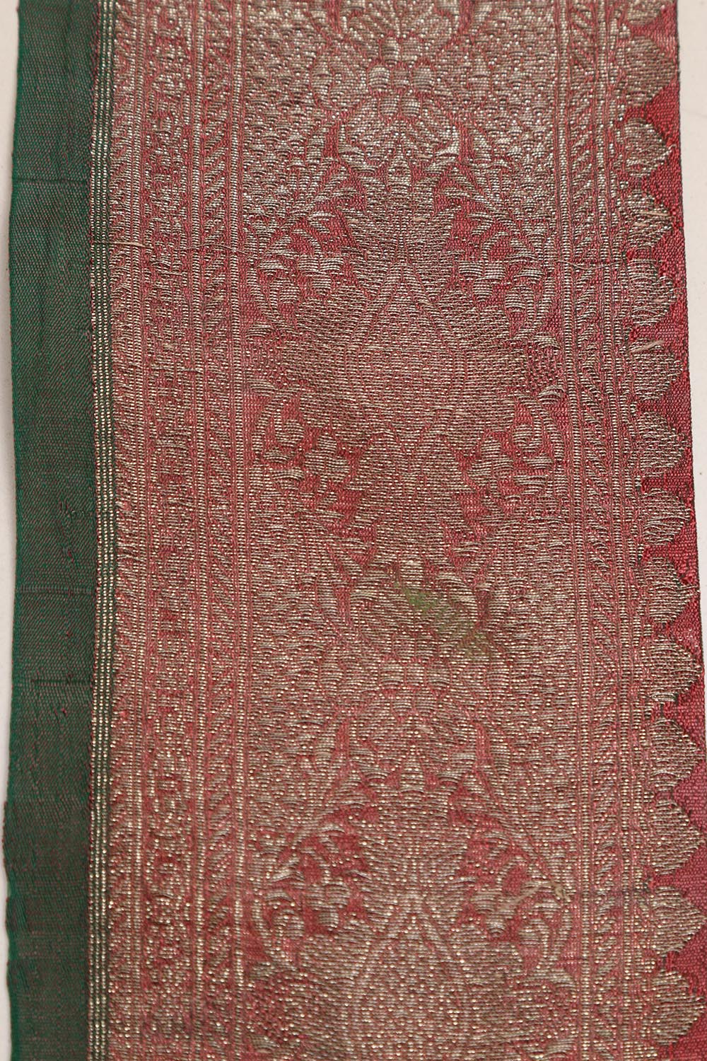 Pink Green Banarasi Handloom Vintage Pure Silk Border Lace ( 1 Mtr ) - Luxurion World