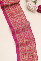 Pink Banarasi Handloom Vintage Pure Silk Border Lace ( 1 Mtr ) - Luxurion World