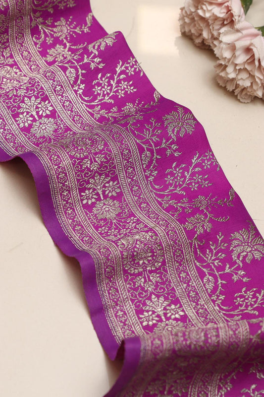 Purple Banarasi Handloom Vintage Pure Silk Border Lace ( 1 Mtr ) - Luxurion World