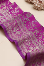 Purple Banarasi Handloom Vintage Pure Silk Border Lace ( 1 Mtr ) - Luxurion World