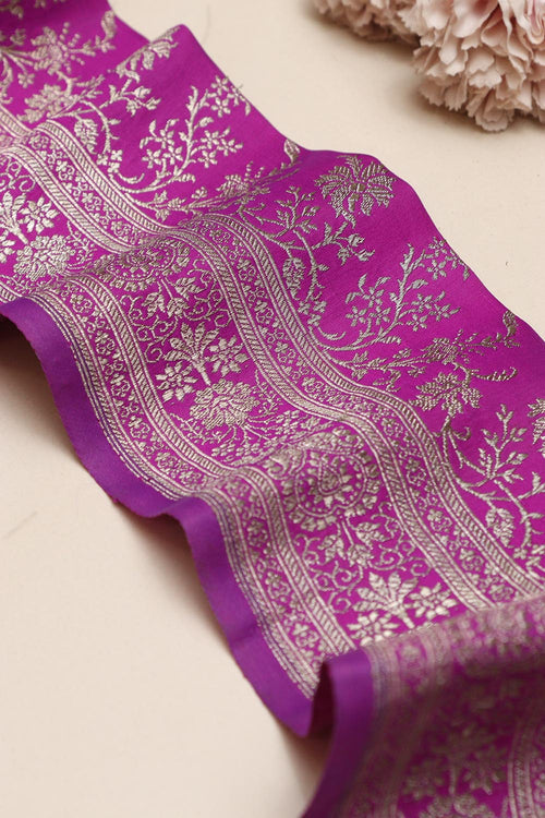 Purple Banarasi Handloom Vintage Pure Silk Border Lace ( 1 Mtr ) - Luxurion World