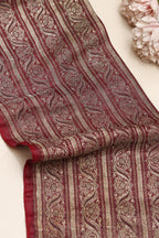 Maroon Banarasi Handloom Vintage Pure Silk Border Lace ( 1 Mtr ) - Luxurion World