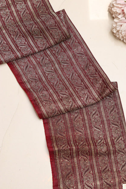 Maroon Banarasi Handloom Vintage Pure Silk Border Lace - Luxurion World