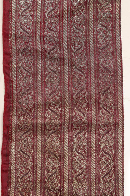 Maroon Banarasi Handloom Vintage Pure Silk Border Lace - Luxurion World