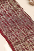Maroon Banarasi Handloom Vintage Pure Silk Border Lace ( 1 Mtr ) - Luxurion World