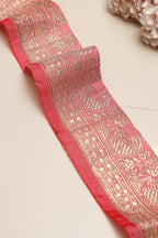 Pink Banarasi Handloom Vintage Pure Silk Border Lace ( 3.75 Mtr ) - Luxurion World