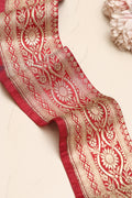 Red Banarasi Handloom Vintage Pure Silk Border Lace ( 1 Mtr ) - Luxurion World