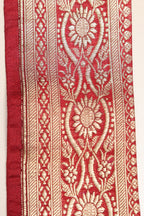 Red Banarasi Handloom Vintage Pure Silk Border Lace ( 1 Mtr ) - Luxurion World