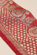 Red Banarasi Handloom Vintage Pure Silk Border Lace ( 1 Mtr ) - Luxurion World