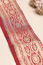 Red Banarasi Handloom Vintage Pure Silk Border Lace ( 1 Mtr ) - Luxurion World
