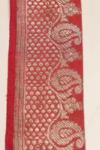 Red Banarasi Handloom Vintage Pure Silk Border Lace ( 1 Mtr ) - Luxurion World