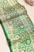Green Banarasi Handloom Vintage Pure Silk Border Lace ( 1 Mtr ) - Luxurion World