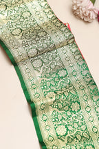 Green Banarasi Handloom Vintage Pure Silk Border Lace ( 1 Mtr ) - Luxurion World