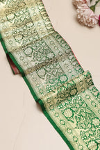 Green Banarasi Handloom Vintage Pure Silk Border Lace ( 1 Mtr ) - Luxurion World