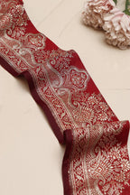 Maroon Banarasi Handloom Vintage Pure Silk Border Lace ( 1 Mtr ) - Luxurion World