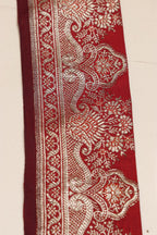 Maroon Banarasi Handloom Vintage Pure Silk Border Lace ( 1 Mtr ) - Luxurion World