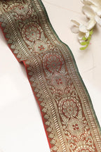 Orange Banarasi Handloom Vintage Pure Silk Border Lace ( 1 Mtr ) - Luxurion World