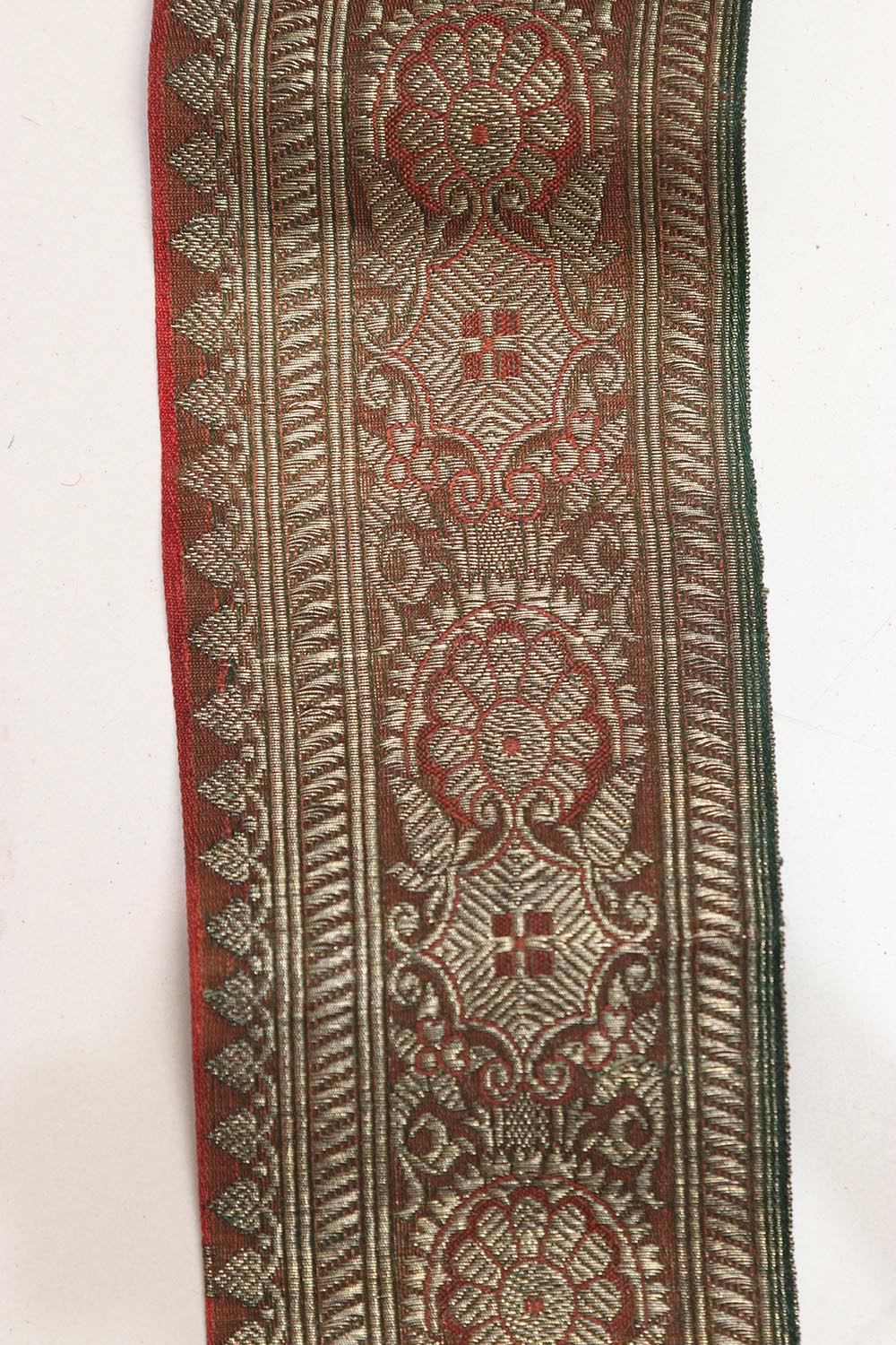 Orange Banarasi Handloom Vintage Pure Silk Border Lace ( 1 Mtr ) - Luxurion World